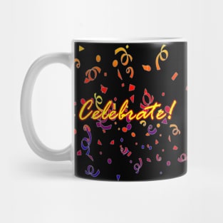 Celebrate Confetti Black Mug